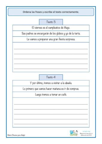 Ordena frases para hacer historias