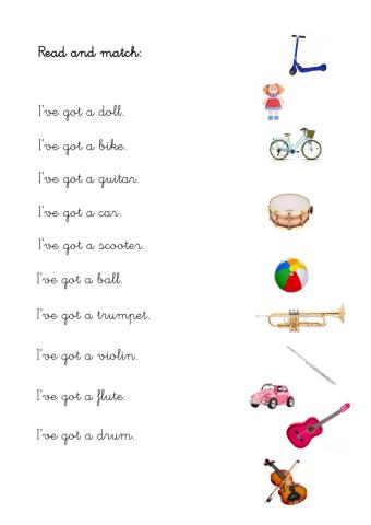 Toys and instruments. match
