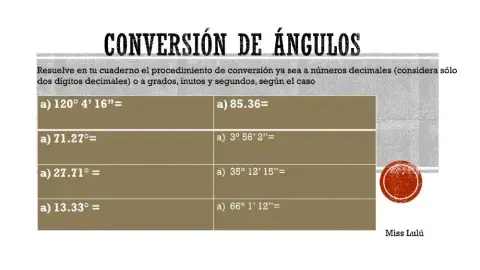 Conversión de ángulos