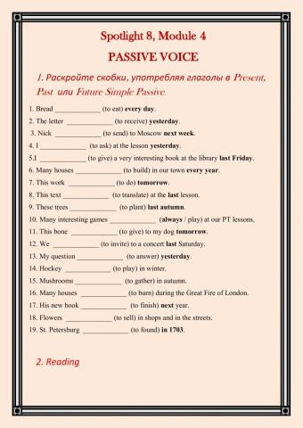 Spotlight 8, module 4. Passive Voice.