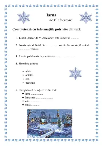,,Iarna”  V. Alecsandri
