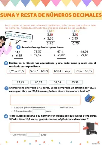 Sumas y restas con números decimales