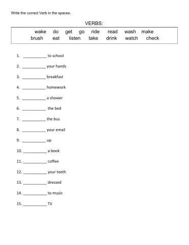 Daily Routine Collocations