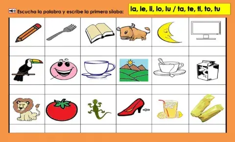 Escribe la primera sílaba de la Ll o la Tt: 2