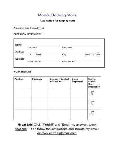 Job Application Practice