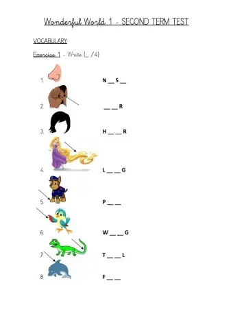 Wonderful World 1 - Second Term Test