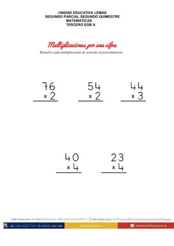 Multiplicaciones por una cifra llevando