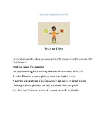 Reason why businesses fails