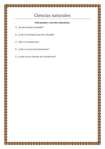 Enfermedad y desorden alimenticos