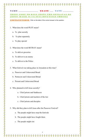 The Plot-Betrayal of Jesus