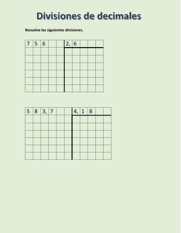 División de decimales