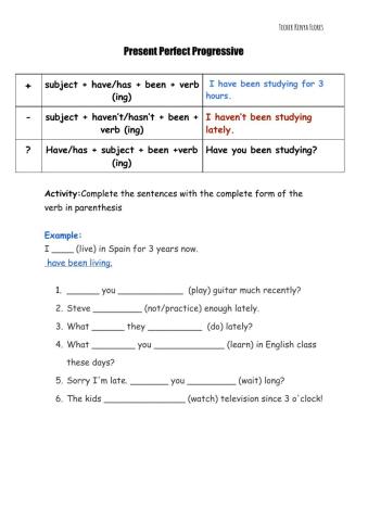 Present Perfect Progressive