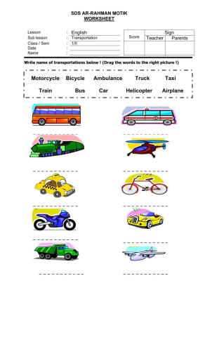 LKS PLBJ ENGLISH LESSON 10 ( Transportations)