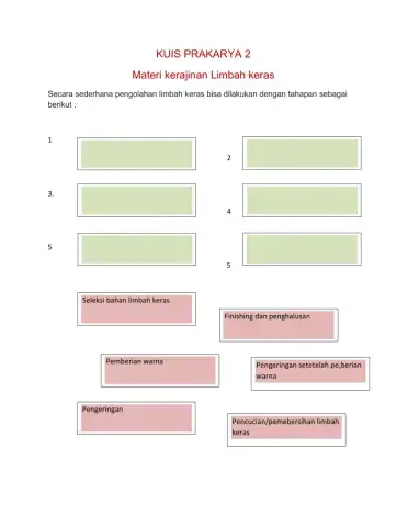 Kuis Prakarya2 Kls 8