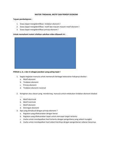 Tindakan, motif dan prinsip ekonomi