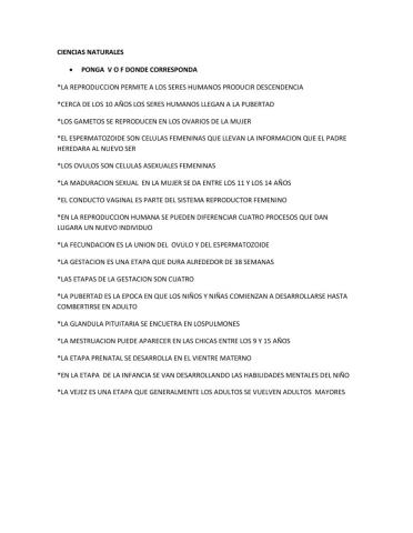 Leccion de ciencias naturales