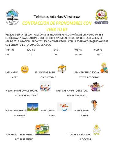 Contracción de pronombres con verbo to be