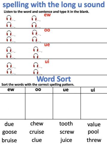 Spelling long U sound