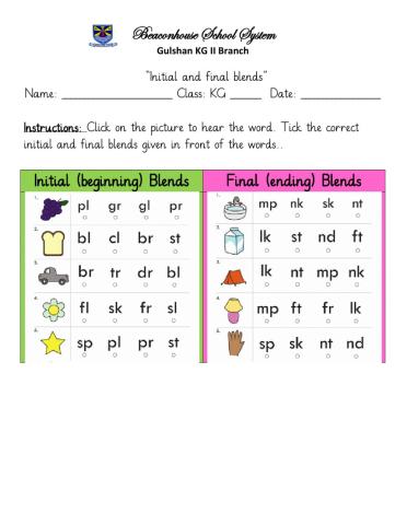 Initial and final blends