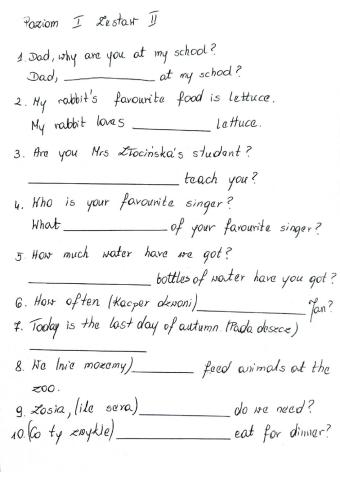 English - sowa Poziom 1 Zestaw 1 i 2