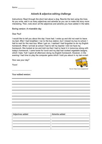 Adjectives - adverbs: Editing Challange