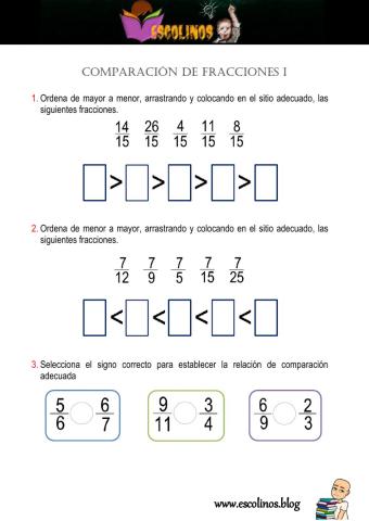 Comparación de fracciones 1