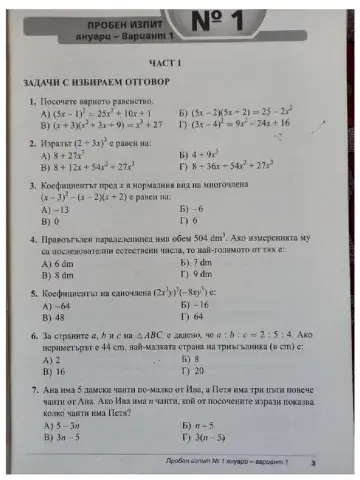 Пробен изпит - януари