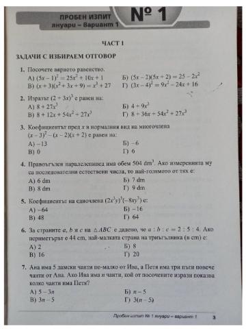 Пробен изпит - януари