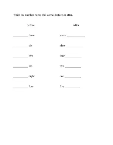 Number names before and after