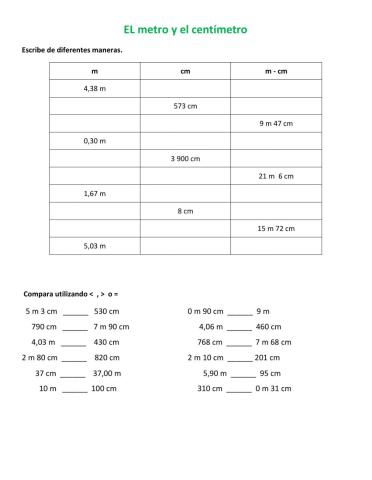 Metro y centímetro