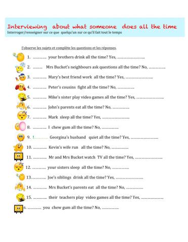 Yes no questions and short answers