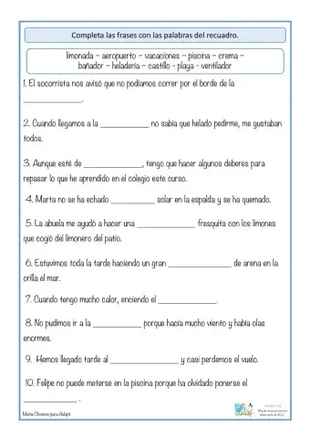 Completar las oraciones