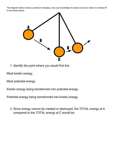 Pendulum energy transformations