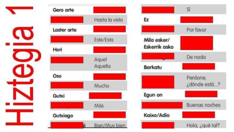 Oinarrizko hiztegia 1