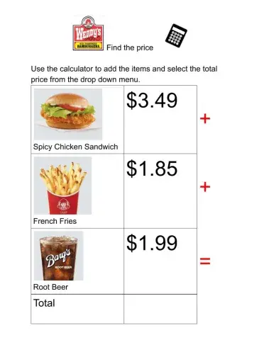 Find the Price Wendys 3