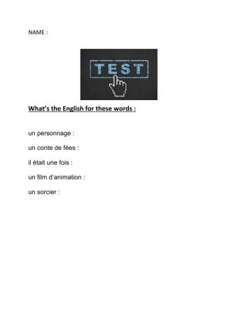 Test vocabulaire 5e les contes de fées