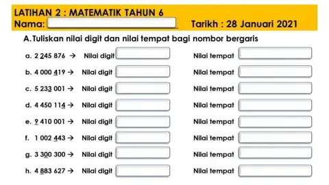 Nilai tempat dan nilai digit