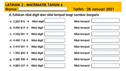 Nilai tempat dan nilai digit