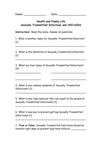 Sexually Transmitted Infections, HIV and AIDS