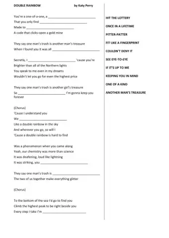 Song: Double Rainbow by Katy Perry - Proverbs