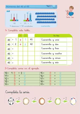 Números del 40 al 49