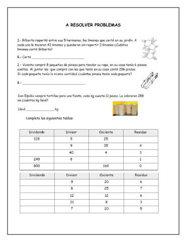 Los elementos de la división