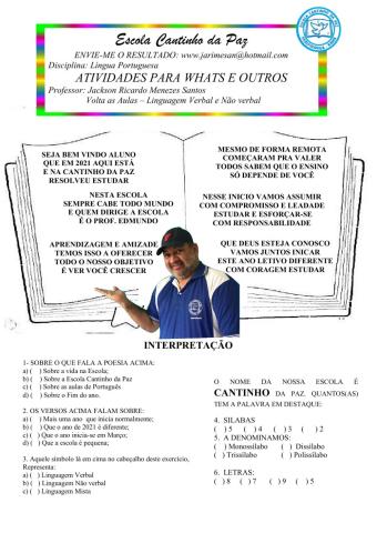 Linguagens: VERBAL E NÃO VERBAL