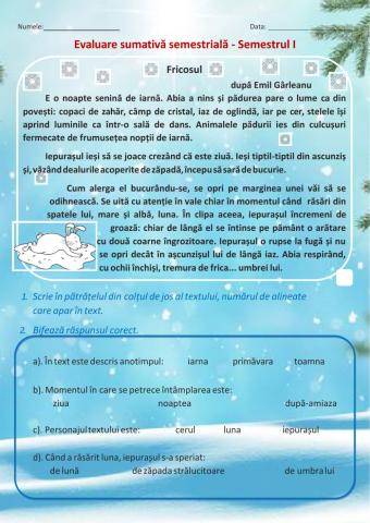 Evaluare semestrială CLR a - II - a