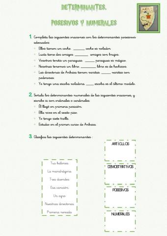Determinantes posesivos y numerales
