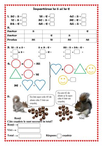 Impartirea la 5 si la 6