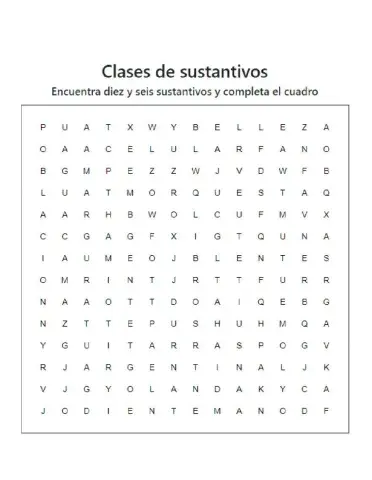 Sopa de letras sustantivos