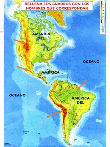 Mapa fisico america (sencillo)