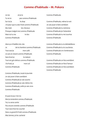 Comme d'habitude - M. Pokora