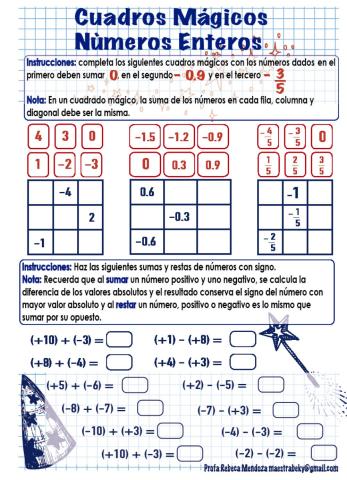 Cuadros Mágicos - Números Enteros